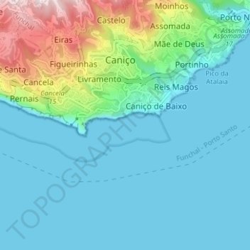 Reserva Natural Parcial do Garajau topographic map, elevation, terrain