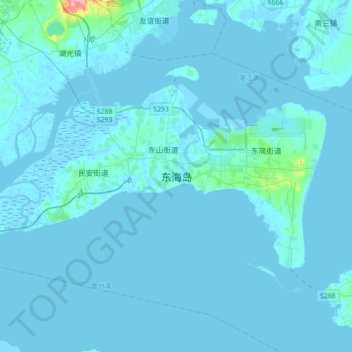 东海岛 topographic map, elevation, terrain
