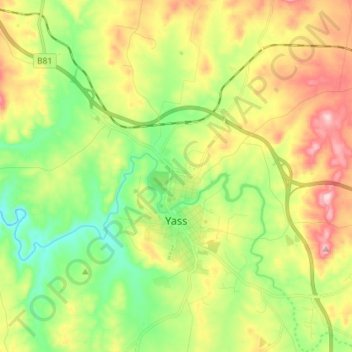 Yass topographic map, elevation, terrain
