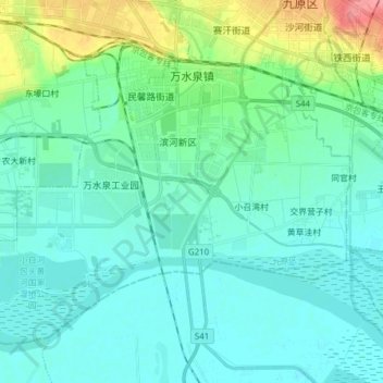 万水泉镇 topographic map, elevation, terrain