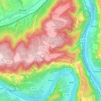 Kröv topographic map, elevation, terrain