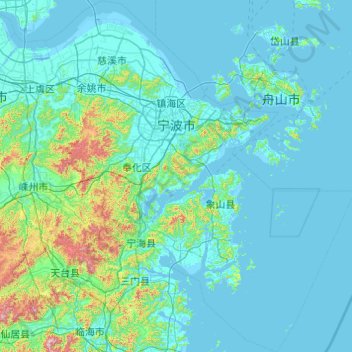 宁波市 topographic map, elevation, terrain