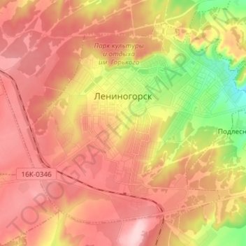 Лениногорск topographic map, elevation, terrain