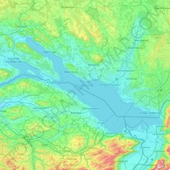 Lake Constance topographic map, elevation, terrain