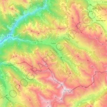 Ceillac topographic map, elevation, terrain