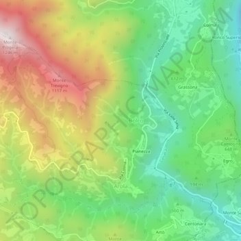 Arola topographic map, elevation, terrain