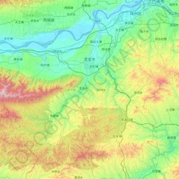 灵宝市 topographic map, elevation, terrain
