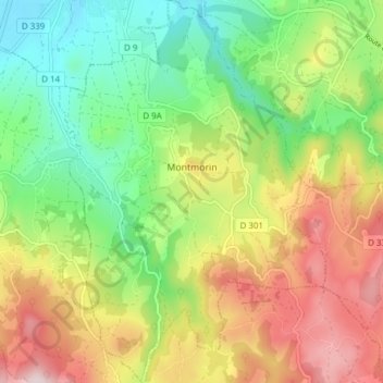 Montmorin topographic map, elevation, terrain