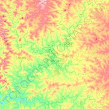 Videira topographic map, elevation, terrain