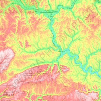 Bradford County topographic map, elevation, terrain