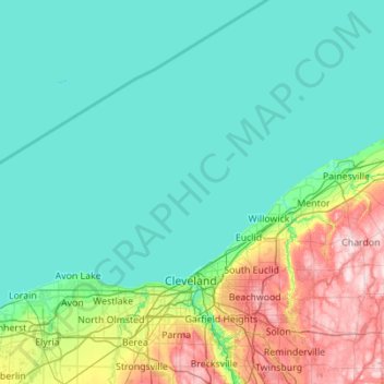 Cuyahoga County topographic map, elevation, terrain