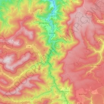 Forbach topographic map, elevation, terrain