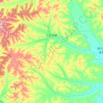 三岔河镇 topographic map, elevation, terrain