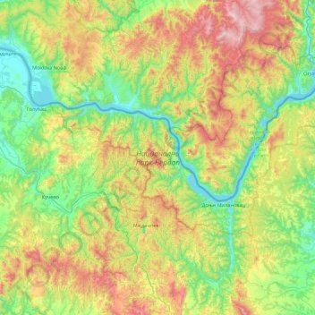 National Park Djerdap topographic map, elevation, terrain