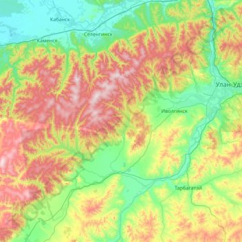 Иволгинский район topographic map, elevation, terrain