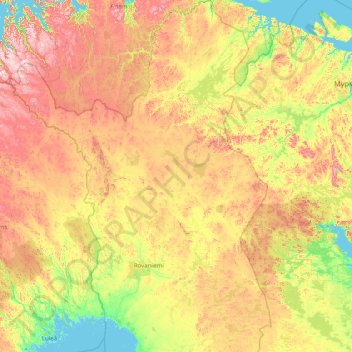 Lapland topographic map, elevation, terrain