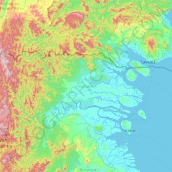 Nunukan topographic map, elevation, terrain