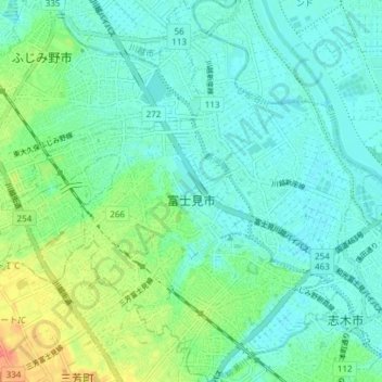 Fujimi topographic map, elevation, terrain