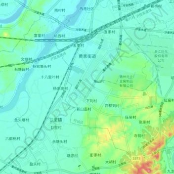 黄家街道 topographic map, elevation, terrain