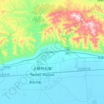沟门镇 topographic map, elevation, terrain