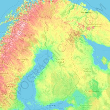 Finland topographic map, elevation, terrain