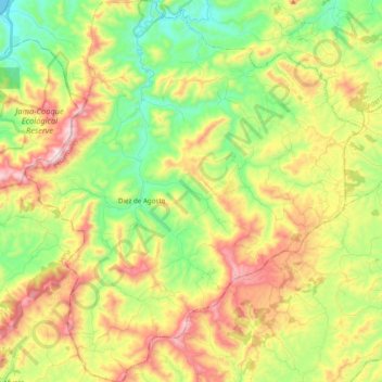 10 de Agosto topographic map, elevation, terrain