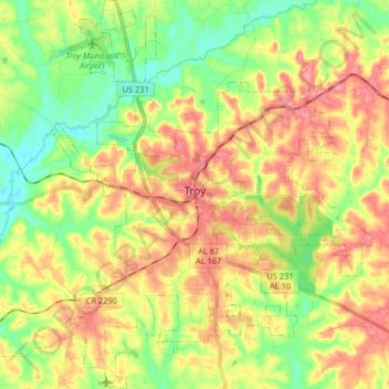 Troy topographic map, elevation, terrain