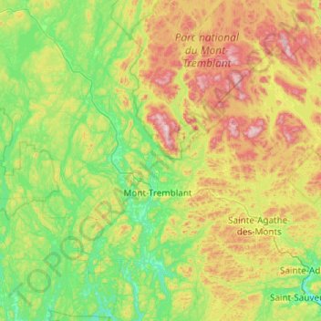 Les Laurentides topographic map, elevation, terrain