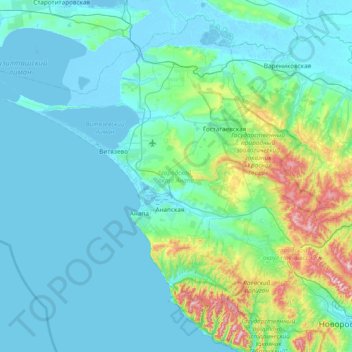 городской округ Анапа topographic map, elevation, terrain
