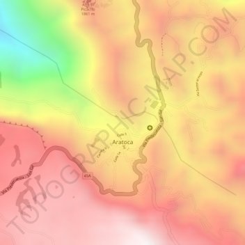 Aratoca topographic map, elevation, terrain