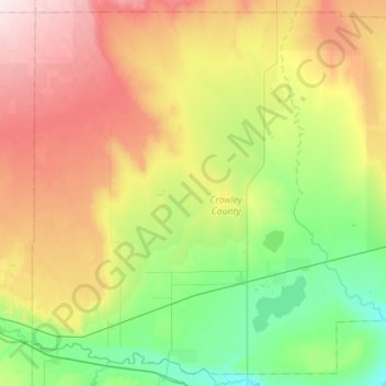 Crowley County topographic map, elevation, terrain