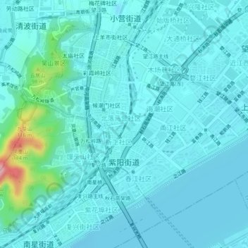 紫阳街道 topographic map, elevation, terrain