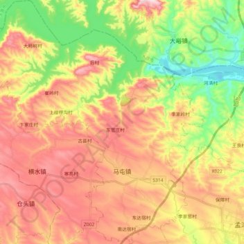 马屯镇 topographic map, elevation, terrain
