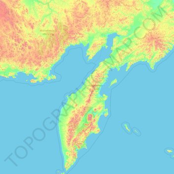 Kraï du Kamtchatka topographic map, elevation, terrain