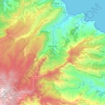 Hermigua topographic map, elevation, terrain