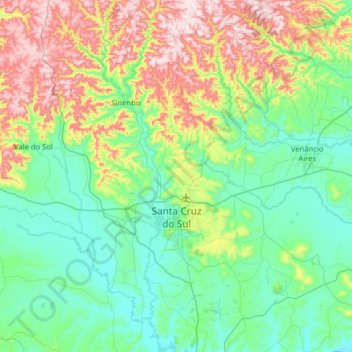 Santa Cruz do Sul topographic map, elevation, terrain