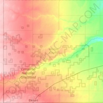 Morton County topographic map, elevation, terrain