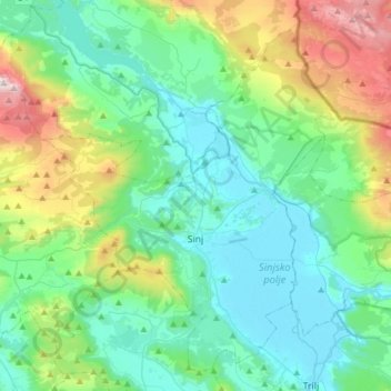Grad Sinj topographic map, elevation, terrain