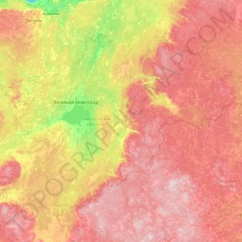 Новгородская область topographic map, elevation, terrain