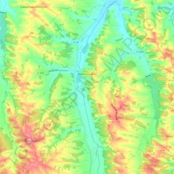 Montesquiou topographic map, elevation, terrain