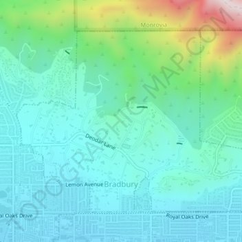 Bradbury topographic map, elevation, terrain