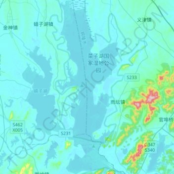 菜子湖 topographic map, elevation, terrain