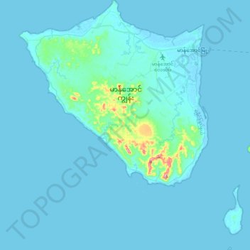 Manaung Township topographic map, elevation, terrain