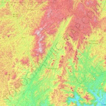 Muniz Freire topographic map, elevation, terrain