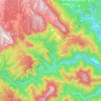 Susqueda topographic map, elevation, terrain