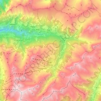 Arosa topographic map, elevation, terrain