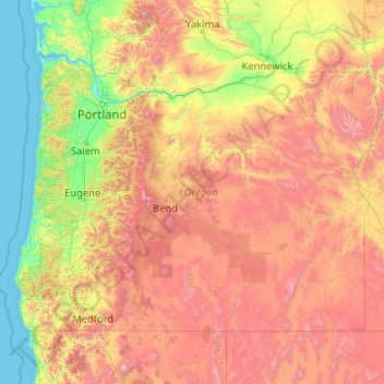 Oregon topographic map, elevation, terrain