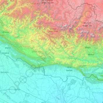 Lumbini Province topographic map, elevation, terrain