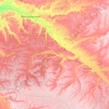 Каргасокский район topographic map, elevation, terrain