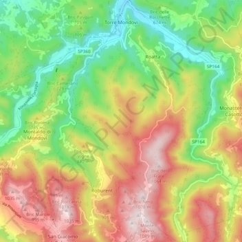 Torre Mondovì topographic map, elevation, terrain